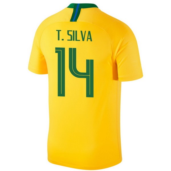 Camiseta Brasil 1ª T.Silva 2018 Amarillo